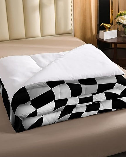 Erosebridal Race Car Bedding Set for Boys Twin Bed,Kids Teen Extreme Sports Car Comforter Set,Black White Checkered Grid Bed Comforter Set Retro Red Cool Vehicle Automobile Quilt Duvet 1 Pillow Case - LeafyLoom