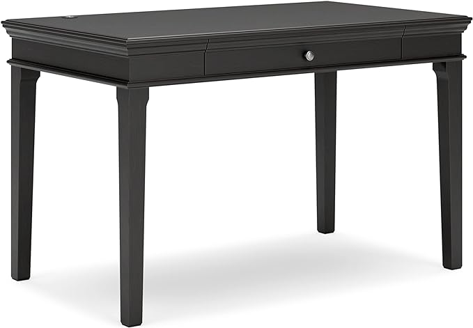 Signature Design by Ashley Beckincreek Classic Home Office Small Leg Desk with 1 Drawer and USB Ports, Black - LeafyLoom