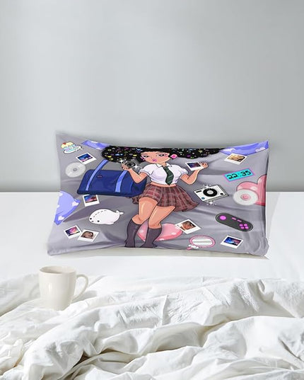 Black Girl Comforter Set - Twin Comforter Set for Girls - African American Comforter Sets for Girls Kids Comforter Sets for Girls Bedroom Decor 2 Piece Pretty Black Girl Bedding Set with 1 Pillowcase - LeafyLoom