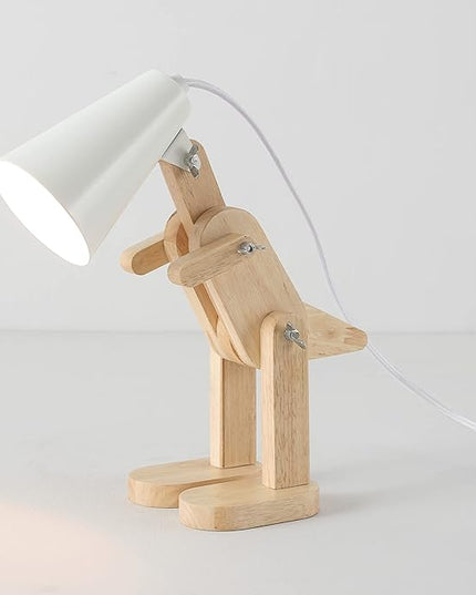 Globe Electric 56107 Terry Dinosaur 10" Wooden Desk Lamp, White Shade, in-Line On/Off Rocker Switch - LeafyLoom