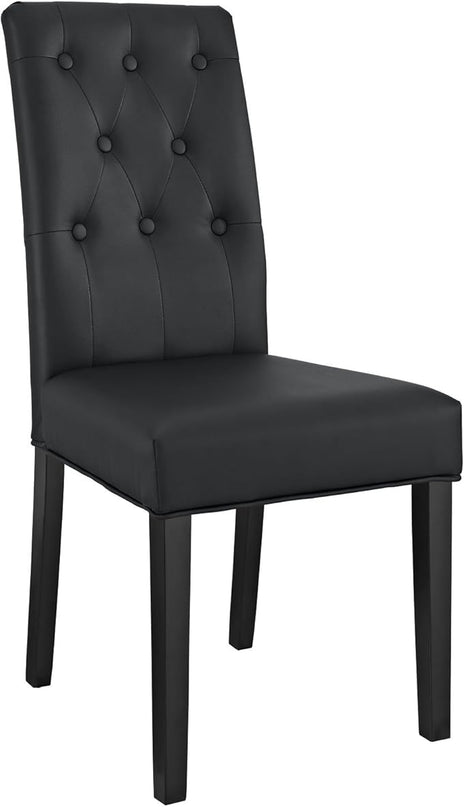 Modway Confer Modern Tufted Faux Leather Upholstered Parsons Kitchen and Dining Room Chair in Black - LeafyLoom