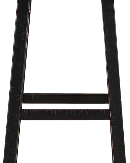 Lexicon Saddle Bar Stools Set of 2 Barstools with Footrest, Armless Dining Chairs for Kitchen Island, Breakfast Nook, Living Room, Pub Height, Black - LeafyLoom