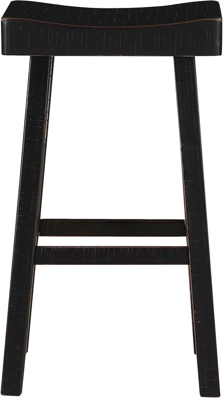 Lexicon Saddle Bar Stools Set of 2 Barstools with Footrest, Armless Dining Chairs for Kitchen Island, Breakfast Nook, Living Room, Pub Height, Black - LeafyLoom