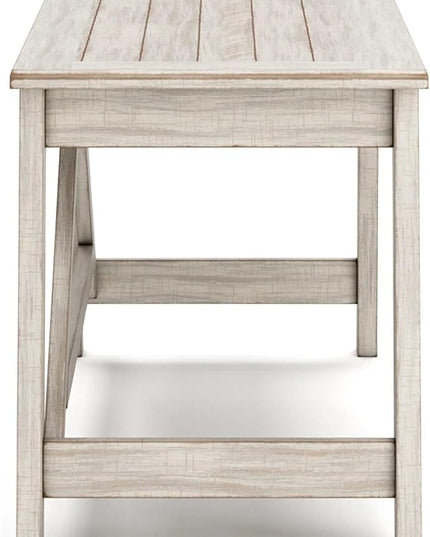 Signature Design by Ashley Carynhurst Farmhouse 60" Home Office Desk with Drawers, Distressed White - LeafyLoom