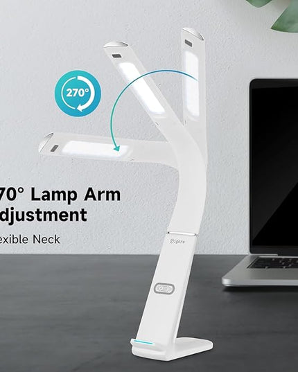 LED Desk Lamp with USB Charging Port, 10W wireless charger, Stepless dimmable, Natural Lights, Desk Lights for Home Office, Office Desk Lamp Eye Caring Reading Light, Gesture Control Table Lamp - LeafyLoom