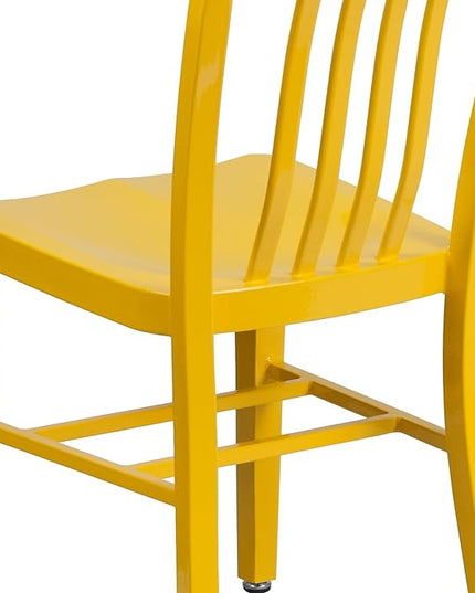 Flash Furniture Commercial Grade Yellow Metal Indoor-Outdoor Chair - LeafyLoom