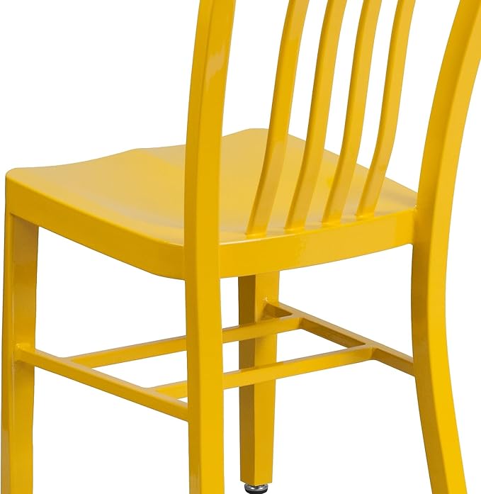 Flash Furniture Commercial Grade Yellow Metal Indoor-Outdoor Chair - LeafyLoom
