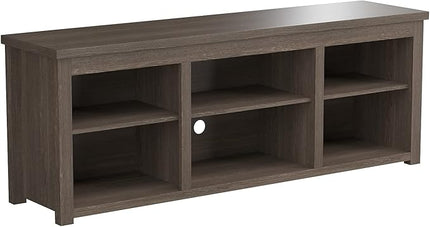 Flash Furniture Kilead TV Stand for up to 80" TVs - Modern Espresso Finish - 65" Engineered Wood Framed Media Console - 6 Open Storage Compartments - LeafyLoom