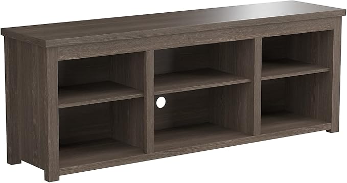 Flash Furniture Kilead TV Stand for up to 80" TVs - Modern Espresso Finish - 65" Engineered Wood Framed Media Console - 6 Open Storage Compartments - LeafyLoom