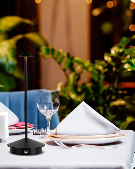 Portable LED Table Lamp with Touch Sensor, 3-Levels Brightness Metal Desk Lamp, 3 Color Touch Control Rechargeable Lamp, Night Light, Bedside Lamp,Dining Room Lamp (Black) - LeafyLoom