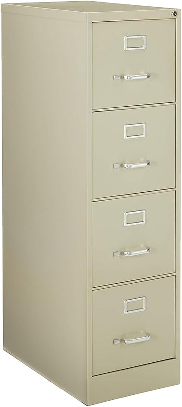 Lorell 4-Drawer Vertical File with Lock, 15 by 25 by 52-Inch, Putty - LeafyLoom