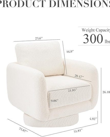 COLAMY Swivel Accent Chairs Set of 2, 32Inches Wide Upholstered Armchair with Plush Back Pillow for Living Room, Modern Sofa Corner Chair for Nursery/Living Room/Bedroom-White - LeafyLoom