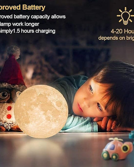 CPLA 6.1 inch Moon Lamp 2024 Upgrade 128 Colors Room Decor Home Decor- 3D Printing Moon Night Light for Kids Adults- Gifts for Girls Boys Men Women Birthday- Wooden Stand & Remote/Touch Control - LeafyLoom