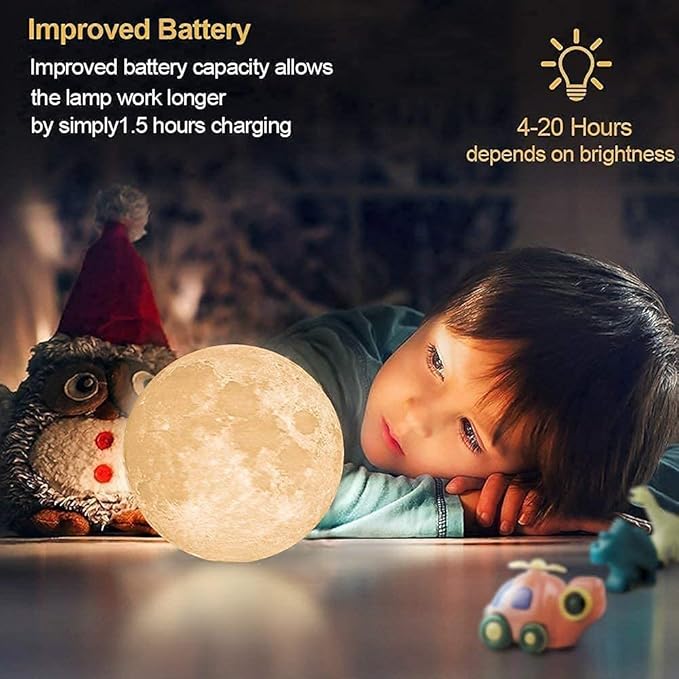 CPLA 6.1 inch Moon Lamp 2024 Upgrade 128 Colors Room Decor Home Decor- 3D Printing Moon Night Light for Kids Adults- Gifts for Girls Boys Men Women Birthday- Wooden Stand & Remote/Touch Control - LeafyLoom