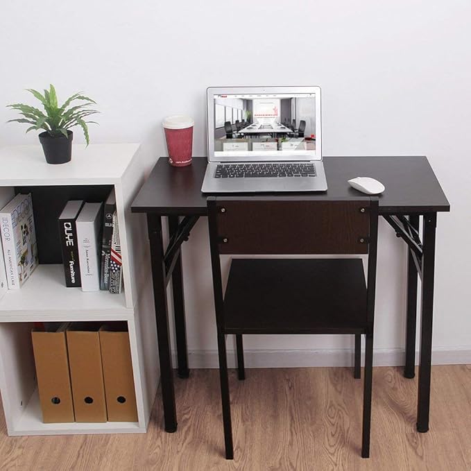 Folding Desk, 31.5 inch No Assembly Folding Desks for Small Spaces, Sturdy Foldable Computer Desk, Multi-Purpose Home Office Desks, Study Writing Desk Office Table Workstation for Home Office Outdoor - LeafyLoom