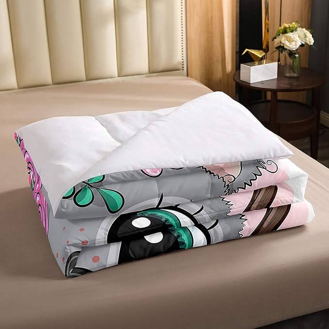 Erosebridal Cartoon Koala Comforter Set Queen Size, Cute Koala Bedding Set, Cherry Blossom Rose Quilted Duvet for Kids Baby Toddler, Nursery Quilt Set, Butterfly Branch Leaves Duvet Set - LeafyLoom
