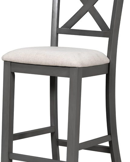 Kitchen 6-Piece Counter Height Set Table with Shelf 4 Chairs and Bench for Dining Room, Gray - LeafyLoom