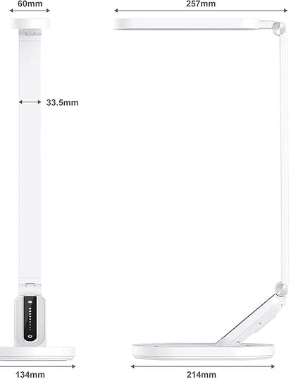 LED Desk Lamp for Reading, Eye-Caring Natural Light Protects Eyes Dimmable Office Table Lamps with 5 Color Modes USB Charging Port Touch Control and Memory Function,10W - LeafyLoom