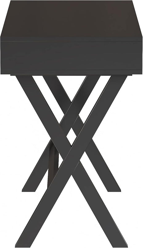 Flash Furniture Dolly Computer Desk - Black Writing Desk with Open Storage Compartments - 42" Long Home Office Desk Table for Bedroom - LeafyLoom