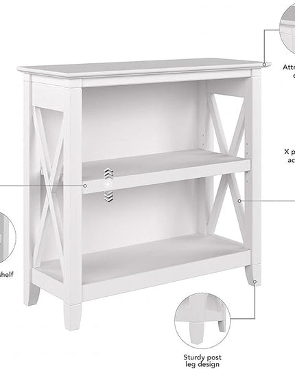 Bush Furniture Key West 2-Shelf 30-inch H Small Bookcase, Pure White Oak (KWB124WT-03) - LeafyLoom