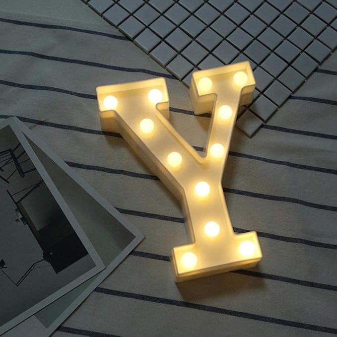 LED Marquee Letter Lights Sign Y 26 Alphabet Light Up Letters Sign for Night Light Wedding Birthday Party Battery Powered Christmas Lamp Home Bar Decoration (A) - LeafyLoom