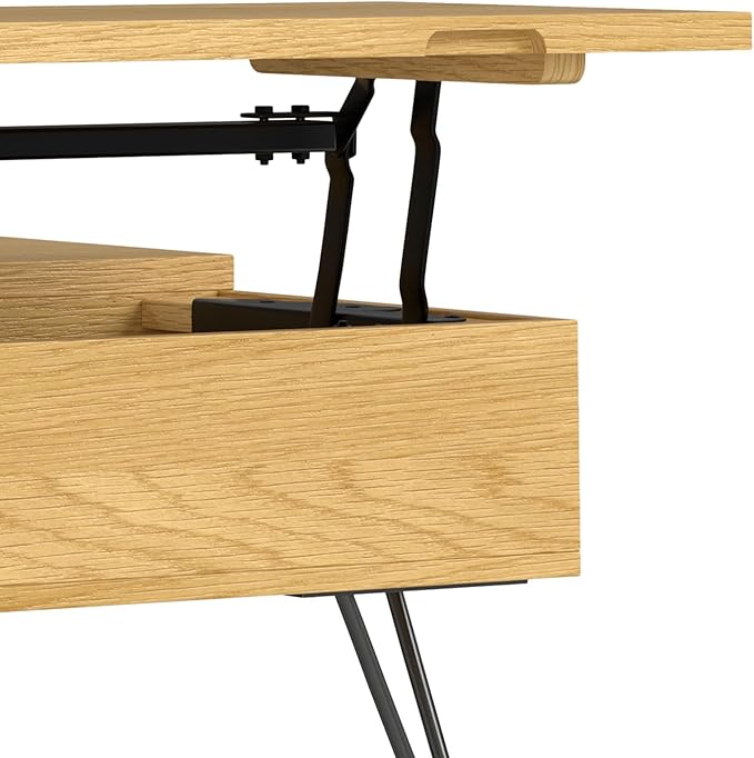 SIMPLIHOME Hunter Lift Top Square Coffee Table, 32 inch, Oak - LeafyLoom