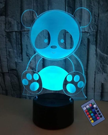 Optical Illusion 3D Panda Night Light 16 Colors Changing USB Power Remote Control Touch Switch Decor Lamp LED Table Desk Lamp Children Kids Christmas Xmas Brithday Gift - LeafyLoom