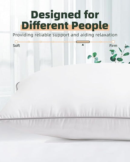 Bed Pillows for Sleeping - King Size(19"x33") Set of 2 Pillows Allergy Friendly Microfiber Shell Fluffy Down Alternative Filling Breathable Pillow Suitable Back Stomach or Side Sleepers - LeafyLoom