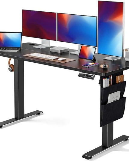 Marsail Standing Desk Adjustable Height, 55x24 Inch Electric Standing Desk with Storage Bag, Stand up Desk for Home Office Computer Desk Memory Preset with Headphone Hook - LeafyLoom