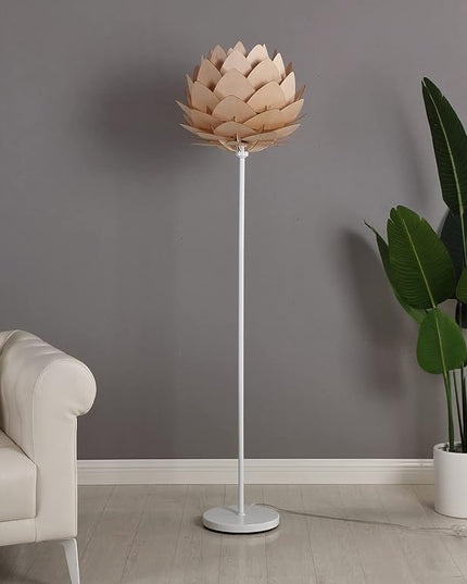 Brightech Artichoke LED Floor Lamp, Great Living Room Décor, Modern Lamp for Living Rooms & Offices, Bohemian Standing Lamp for Bedroom Reading, Tall Lamp with Multi-Panel Wooden Shade - LeafyLoom