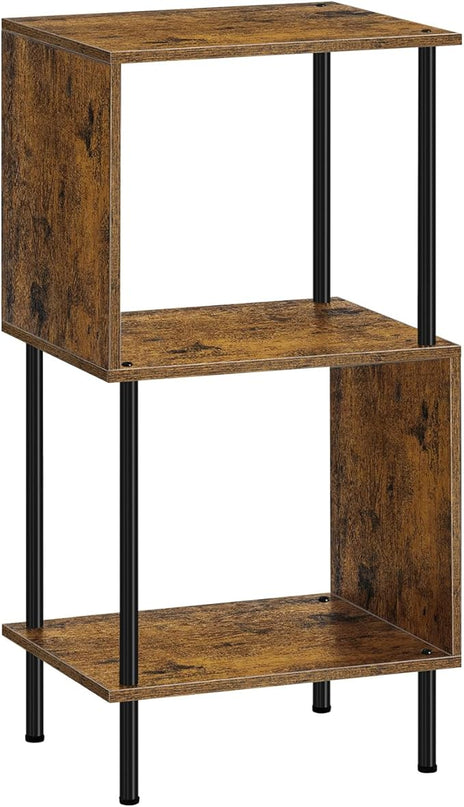 ETELI 3 Tier Short Bookshelf Narrow Standing Bookcase Shelf Small Bookshelf with Storage for Farmhouse, Living Room, Bedroom, and Home Office - LeafyLoom