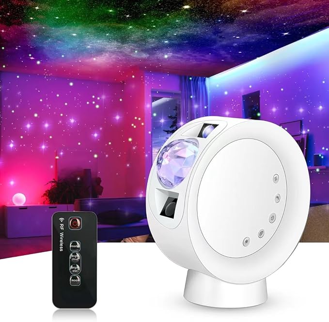 Star Projector Light, LED Night Light Colorful Starry Lamp with 9 Lighting Modes,Remote Control and Angle 300° Adjustment Galaxy Projection for Bedroom,Party,Home and Theater - LeafyLoom