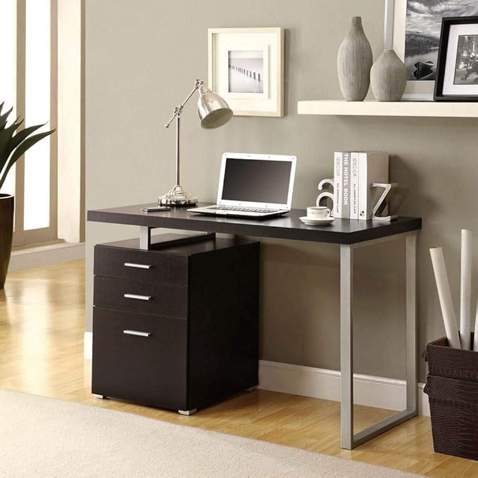 Monarch Specialties Hollow-Core Left or Right Facing Desk, 48-Inch Length, Cappuccino - LeafyLoom