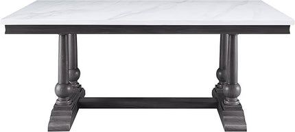 NicBex Dining Table Contemporary Kitchen Table Farmhouse Rustic Dining Table, Marble Top & Gray Oak Finish Rectangular Dining Table, Easy Assembly, Oak - LeafyLoom