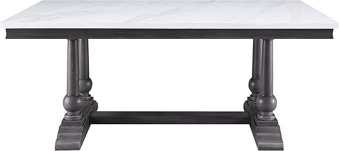 NicBex Dining Table Contemporary Kitchen Table Farmhouse Rustic Dining Table, Marble Top & Gray Oak Finish Rectangular Dining Table, Easy Assembly, Oak - LeafyLoom