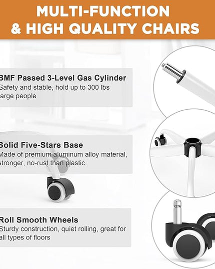 Mimoglad Office Chair, High Back Ergonomic Desk Chair with Adjustable Lumbar Support and Headrest, Swivel Task Chair with flip-up Armrests for Guitar Playing, 5 Years Warranty - LeafyLoom