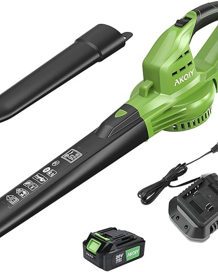 Leaf Blower Cordless- 20V 5.0 Battery-Powered Leaf Blower, 80-150MPH, Upgraded Motor and Mini Electric Leaf Blower with Charging Seat for Use in The Yard or Lawn - LeafyLoom