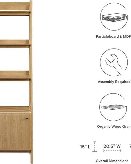 Modway 21" Bookshelf Display Case in Oak - LeafyLoom