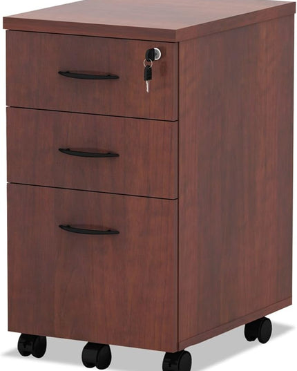 Alera ALEVA572816MC 15.88 in. x 20.5 in. x 28.38 in. Valencia Series 3-Drawer Mobile File Pedestal - Cherry - LeafyLoom