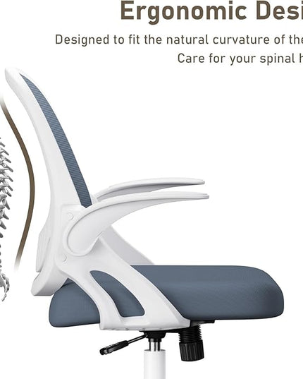 Home Office Chair Work Desk Chair Comfort Ergonomic Swivel Computer Chair, Breathable Mesh Desk Chair, Lumbar Support Task Chair with Wheels and Flip-up Arms and Adjustable Height - LeafyLoom