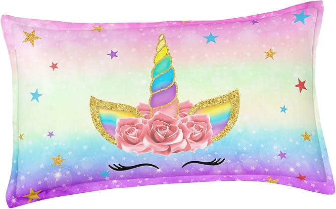 Unicorn Bedding Twin for Girls, Colorful Rainbow Comforter Set with Pink Unicorn Bedding Comforter, Cute Bed Set for Kids Teens, Ultra Soft and Fluffy - LeafyLoom
