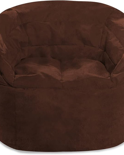 Posh Creations Structured Comfy Bean Bag Chair for Gaming, Reading, and Watching TV, Sonoma Lounge, Rabbit Fur - Brown - LeafyLoom
