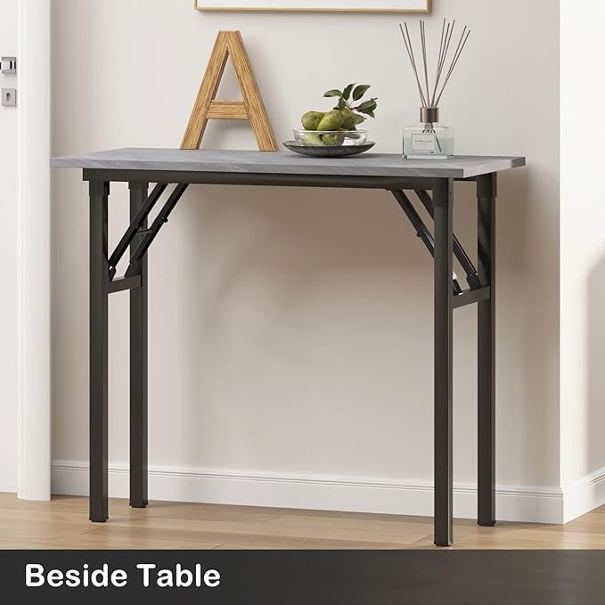 Need Small Desk 31 1/2" No Assembly Foldable Writing Table,Sturdy and Heavy Duty Folding Computer Desks for Small Space/Home Office/Dormitory AC5LB(80 * 40) - LeafyLoom