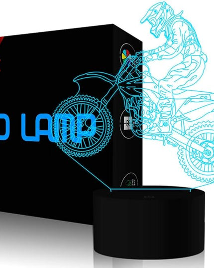 Motocross 3D Lamp, LED Illusion Motorcycle Night Light for Kids Room Decor USB 7 Color Changing Toys Birthday Gifts for Father Boys Sports Guy - LeafyLoom