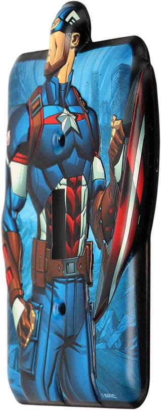 Marvel Captain America Embossed Metal Light Switch Plate - Captain America Switch Plate Decoration for Bedroom or Man Cave - LeafyLoom