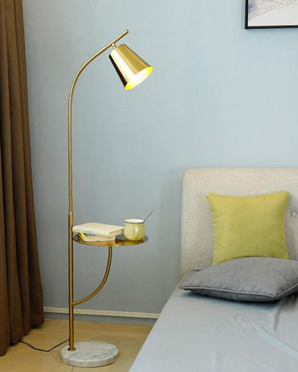 Hsyile Lighting KU300214 Creative Bedroom & Living Room Floor Lamp with a Table,Office and Reading Light - E26 Bulb - Brushed Antique Brass Finish - LeafyLoom