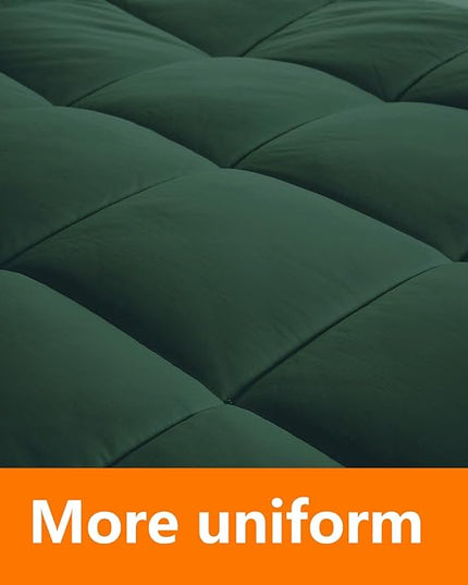 Queen Size Comforter Set - 3 Pieces, 1 Reversible Comforter and 2 Pillowcases,Soft Quilted Warm Fluffy Cooling Bedding for All Season,Green - LeafyLoom