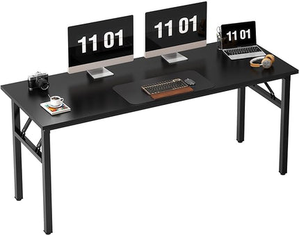 Need Computer Desk Office Desk 62 inches Folding Table with BIFMA Certification Computer Table Dining Table No Install Needed, Black - LeafyLoom