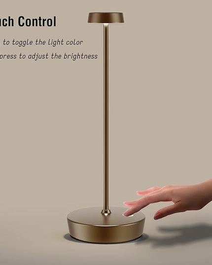 Rechargeable Table Lamp Cordless Battery Operated LED Light 5000mAh 3-level Brightness Portable Desk Lamps Waterproof Touch Control Indoor Outdoor Use for Patio Home Restaurant (Brown) - LeafyLoom