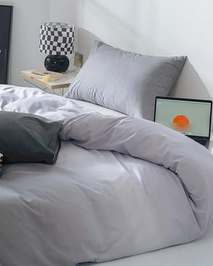 Gradient Gray Comforter Set Ombre White Gray Bedding Set Cal King Women Aesthetic Comforter 3 PCs Gray Color Bed Comforter Set California King Gradient White and Gray Comforter Set - LeafyLoom